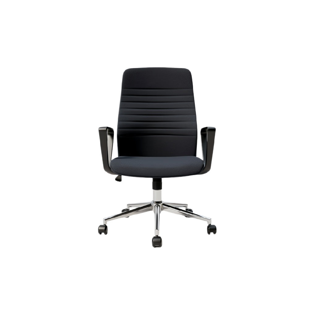 **Ergonomische Zwarte Bureaustoel met Verstelbare Hoogte en Wieltjes**