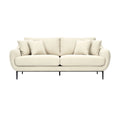 **Titel: Modern beige bank met kussens en slanke poten**