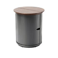 **Houten Top en Zwarte Geotextureerde Tuinmeubel**
