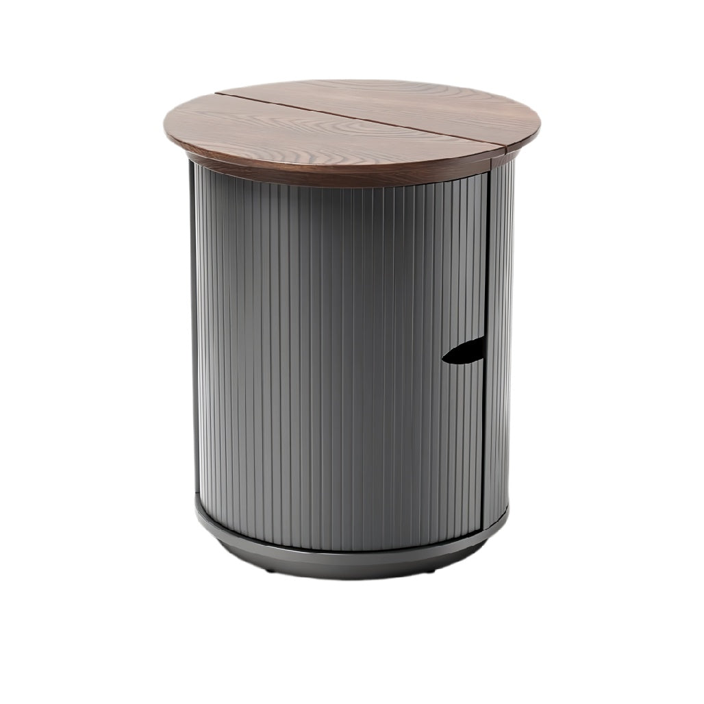**Houten Top en Zwarte Geotextureerde Tuinmeubel**